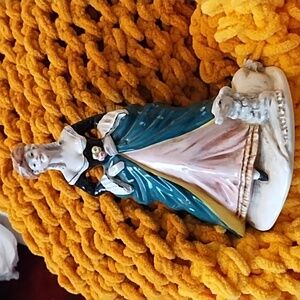 Victorian Figurine Lady with Dog Italy numbered on bottom Knickknack brickabrack